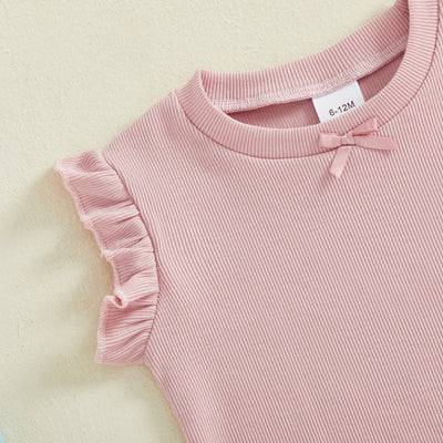LITTLE BOWTIE Ribbed Ruffle Outfit