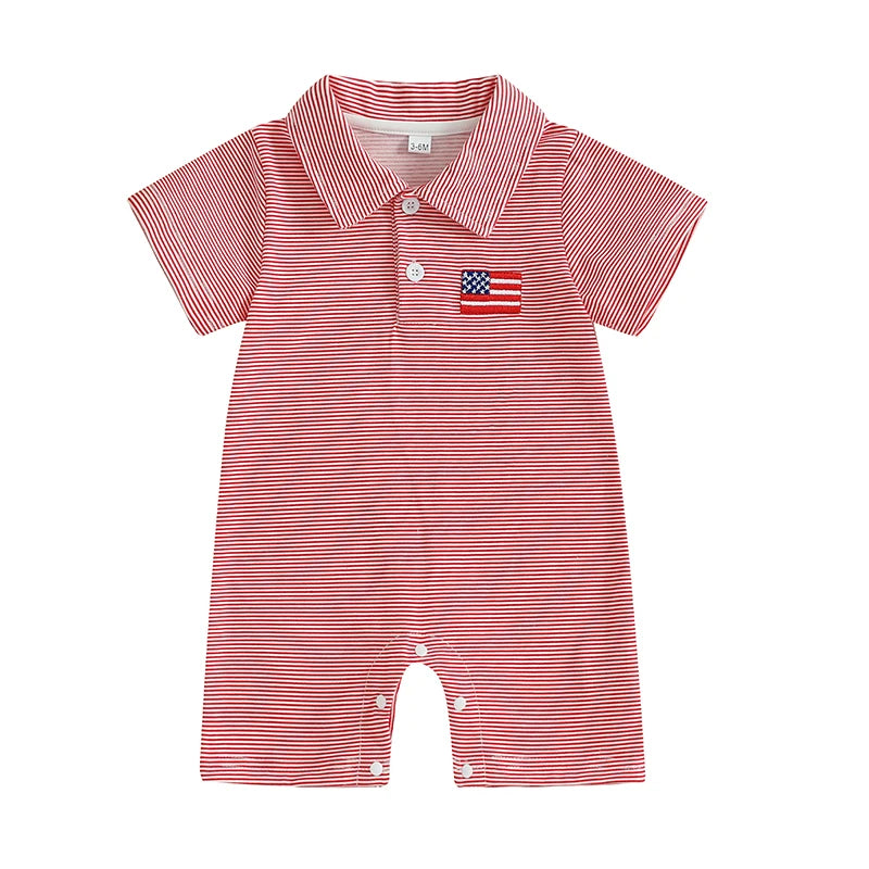 USA Red Striped Summer Jumpsuit