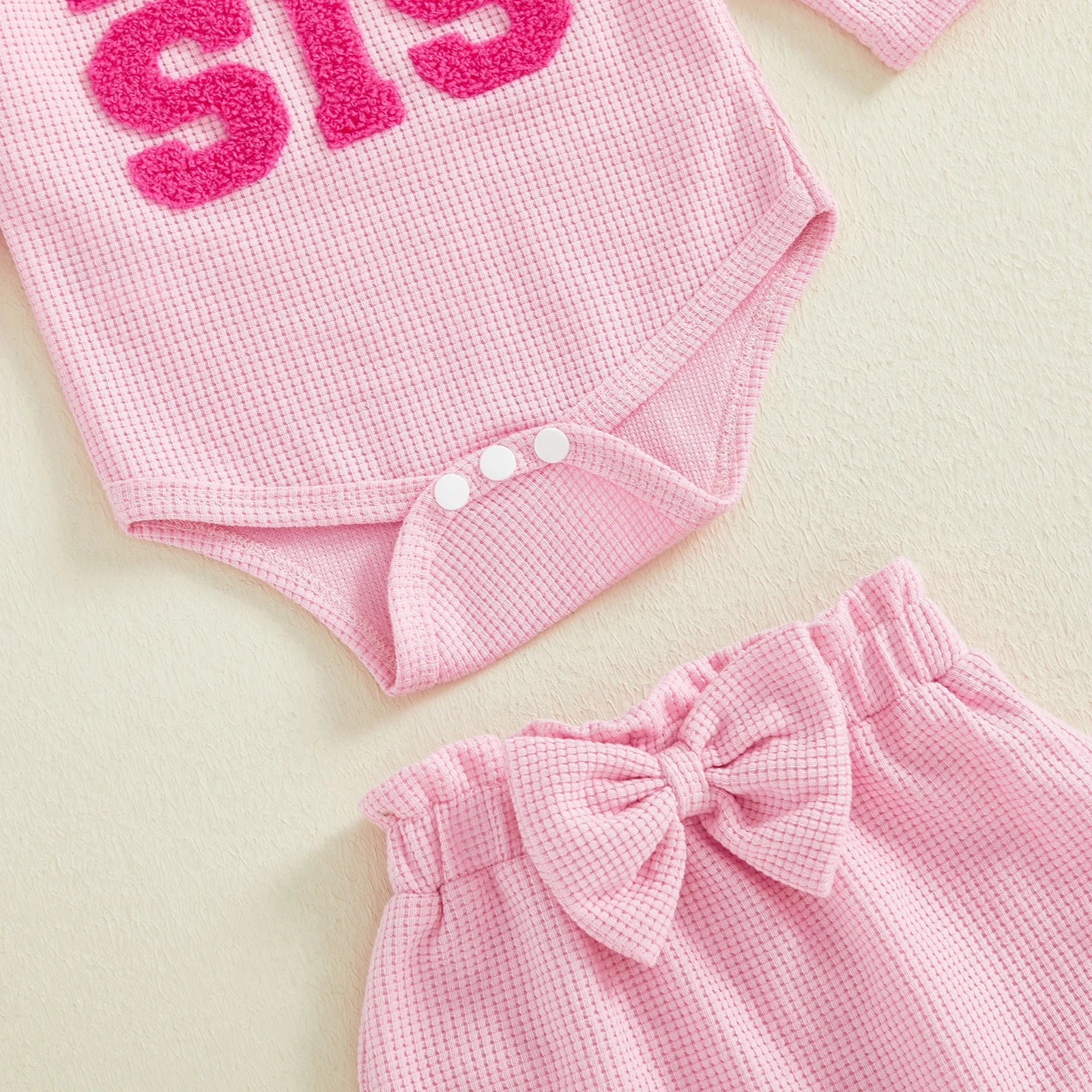 LIL SIS Bowtie Waffle Knit Outfit