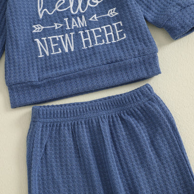 HELLO I'M NEW HERE Waffle Knit Outfit