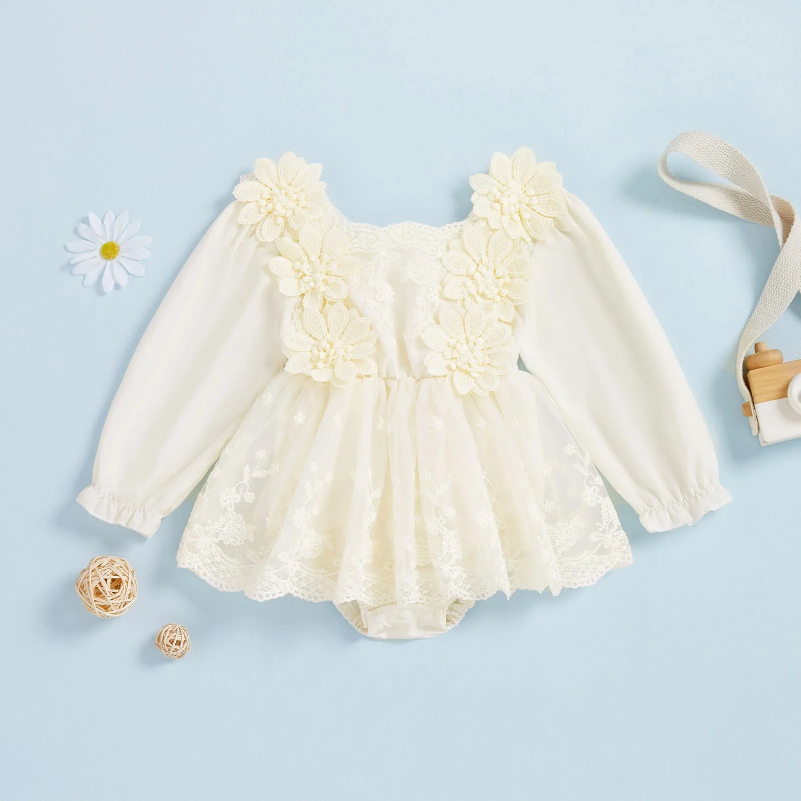 STELLA Floral Lace Romper Dress