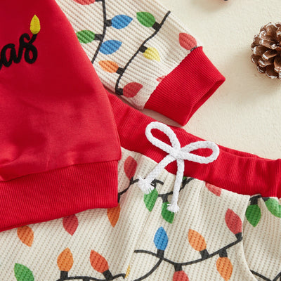 MERRY CHRISTMAS Lights Waffle Knit Outfit