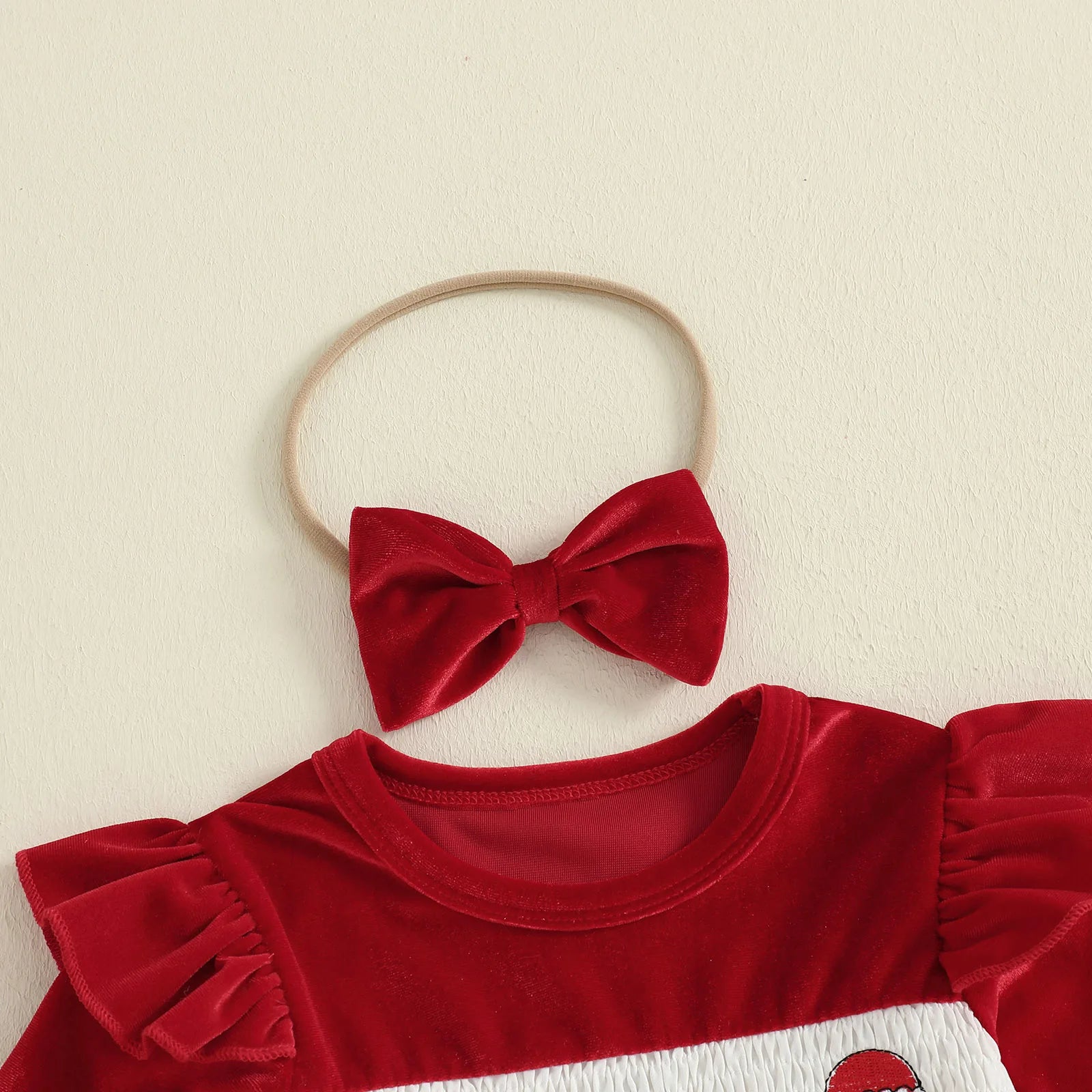 SANTA Velvet Dress with Headband