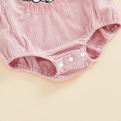 HO HO HO Pink Corduroy Romper