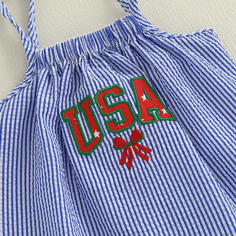 USA Striped Ruffle Dress