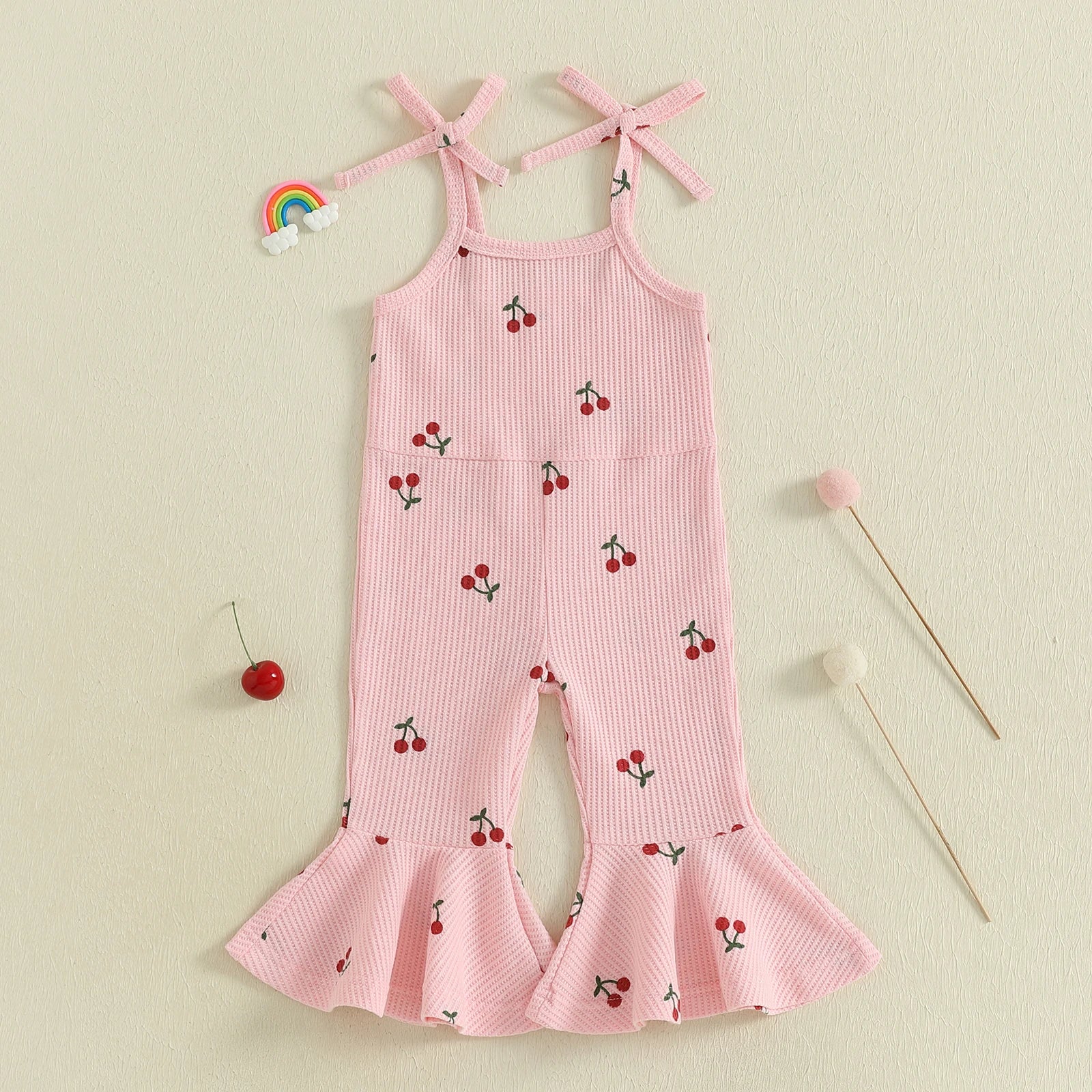 CHERRIES Bellbottom Pull-on Jumpsuit