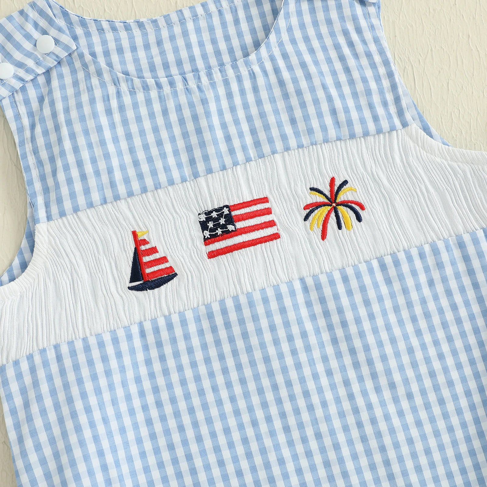 4TH OF JULY Checkered Romper