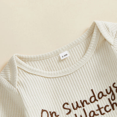 ON SUNDAYS WE WATCH FOOTBALL Waffle Knit Jumpsuit
