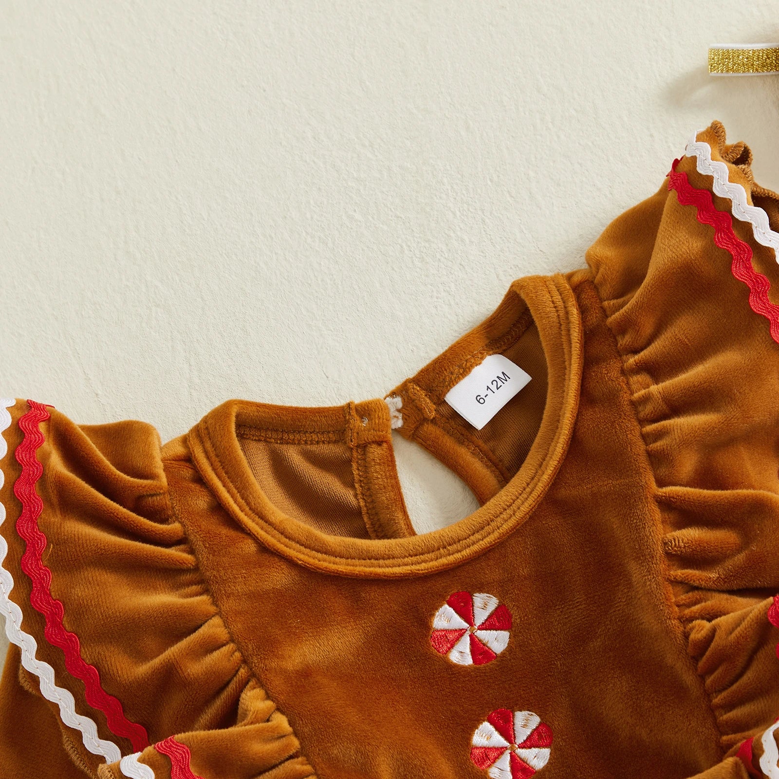GINGERBREAD GIRL Velvet Romper Dress