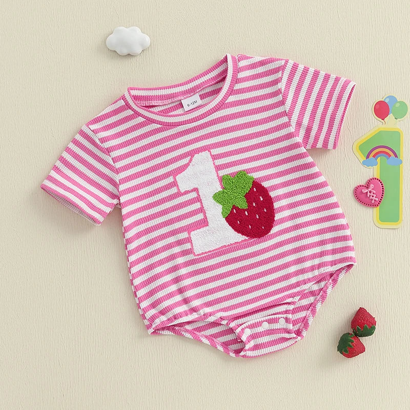 ONE Strawberry Striped T-Shirt Onesie