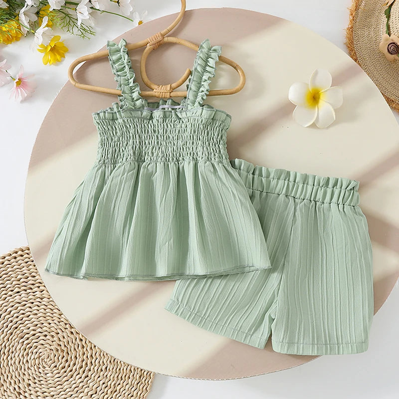 FLOWERS Green Smocked Outfit