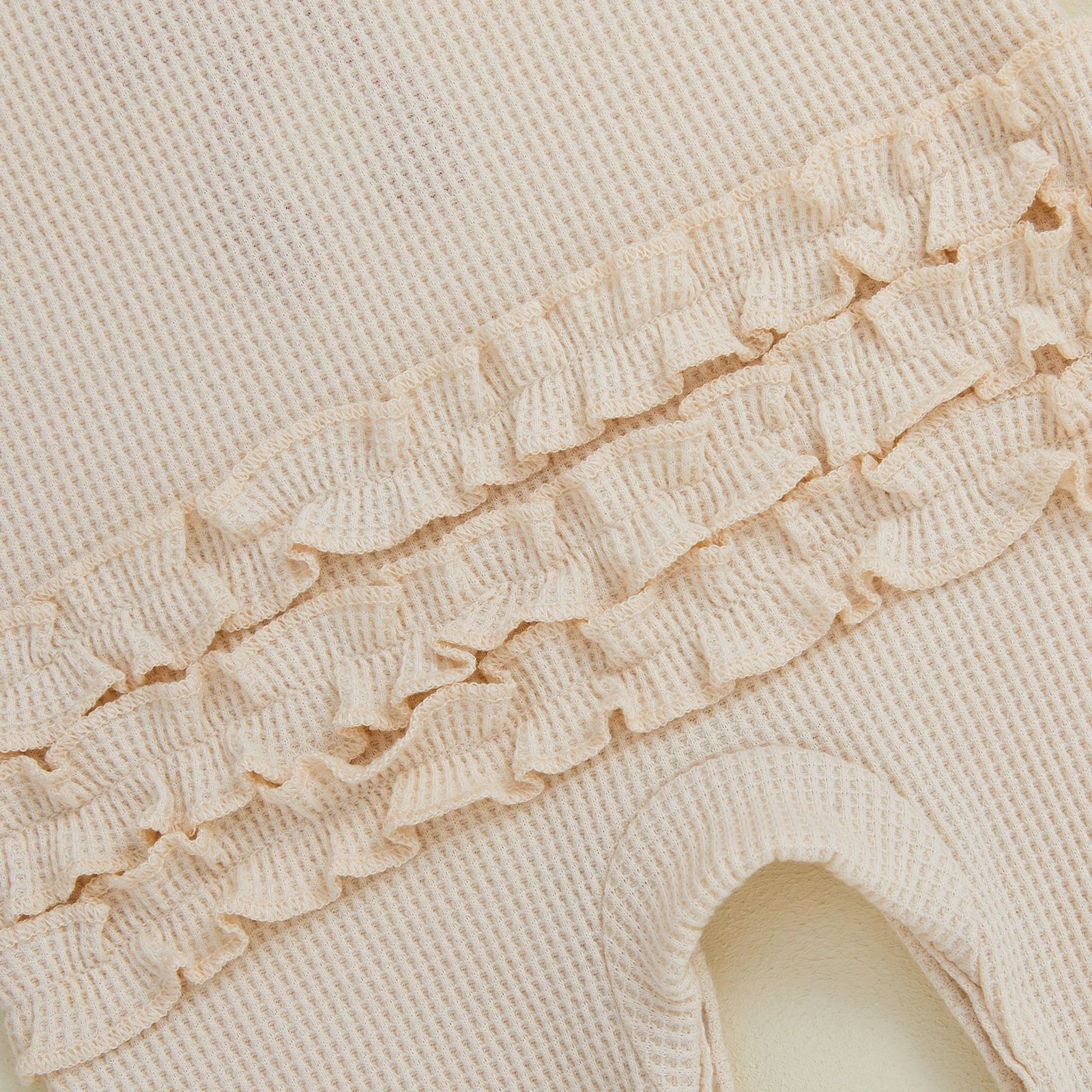 MY FIRST CHRISTMAS Waffle Knit Ruffle Jumpsuit