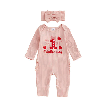 MY 1ST VALENTINE'S DAY Ruffle Jumpsuit