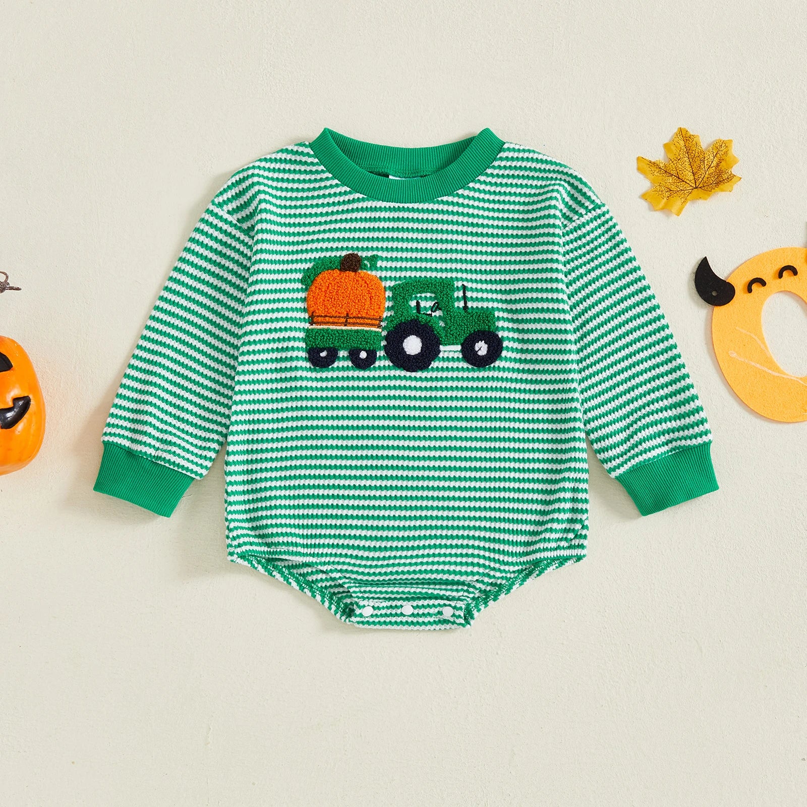 TRACTOR WITH PUMPKIN Long-Sleeve Onesie