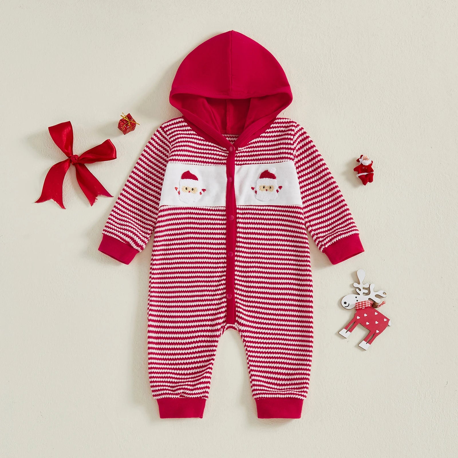SANTA Striped Hooded Jumpsuit