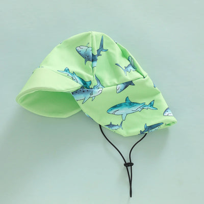SHARKS Lime Green Swimsuit with Sun Hat