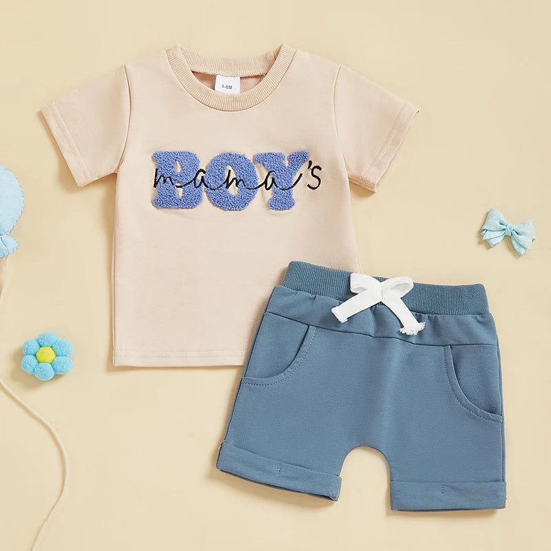 MAMA'S BOY Blue Shorts Outfit