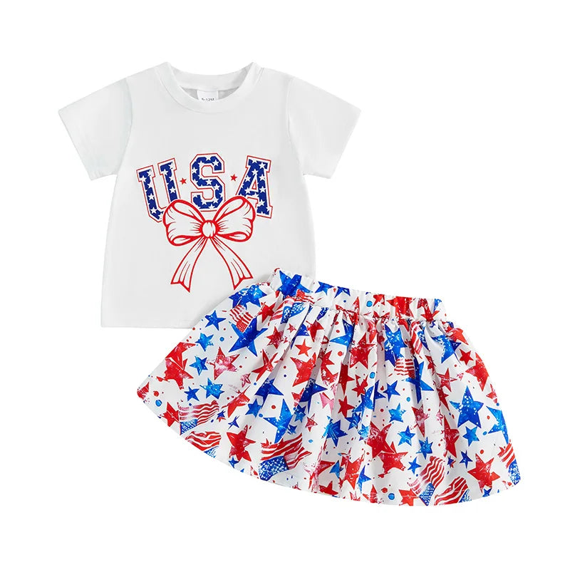 USA Bowtie Stars Skirt Outfit