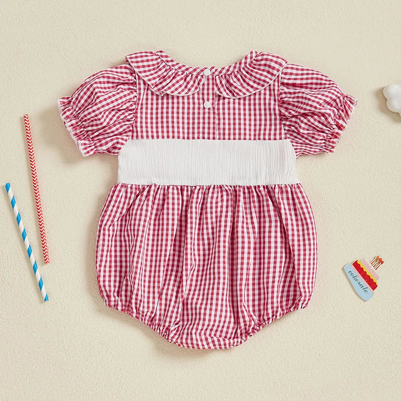 USA FLAG Checkered Romper