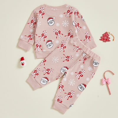 SANTA & CANDY CANE Waffle Knit Outfit