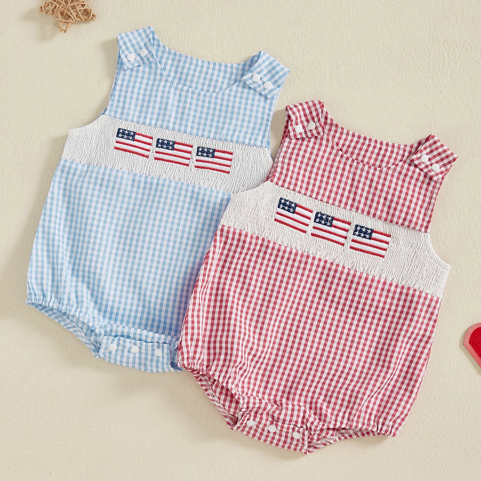 USA Checkered Romper