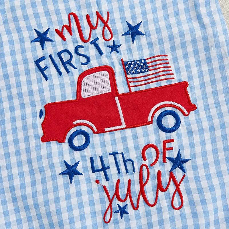 MY FIRST 4TH OF JULY Checkered Jumpsuit