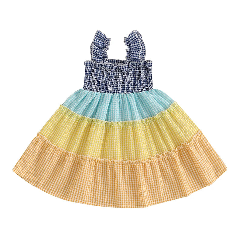 OSEA Smocked Plaid Dress