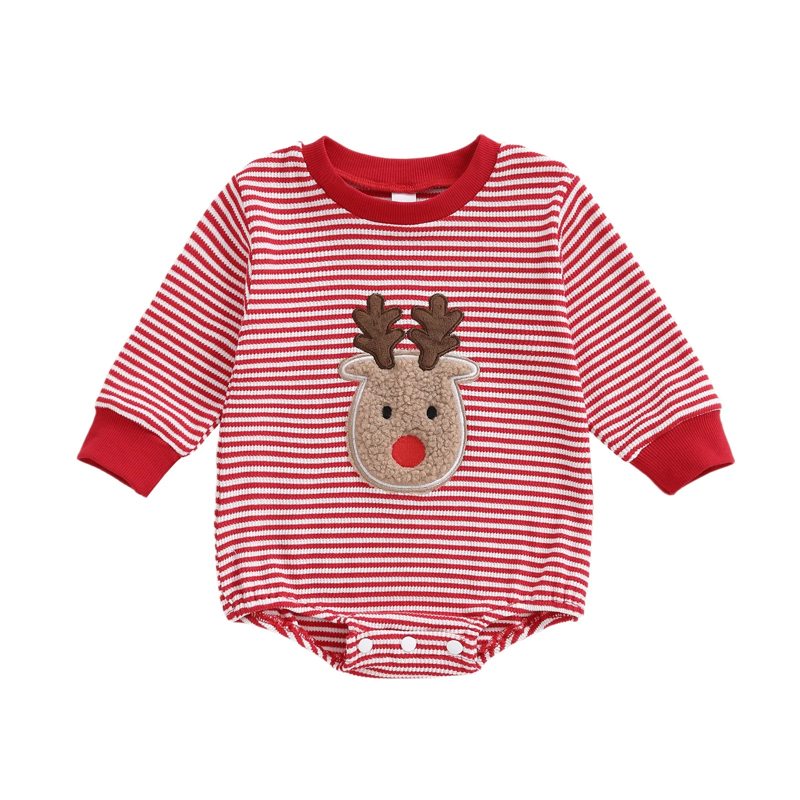 LITTLE RUDOLPH Striped Long-Sleeve Onesie