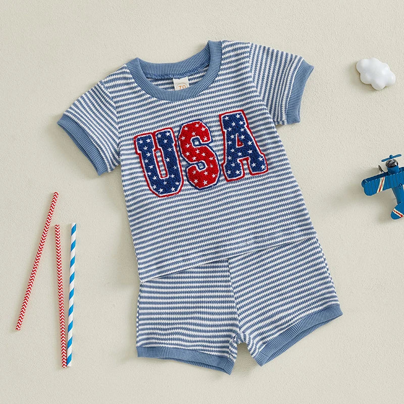 USA Striped Waffle Knit Outfit