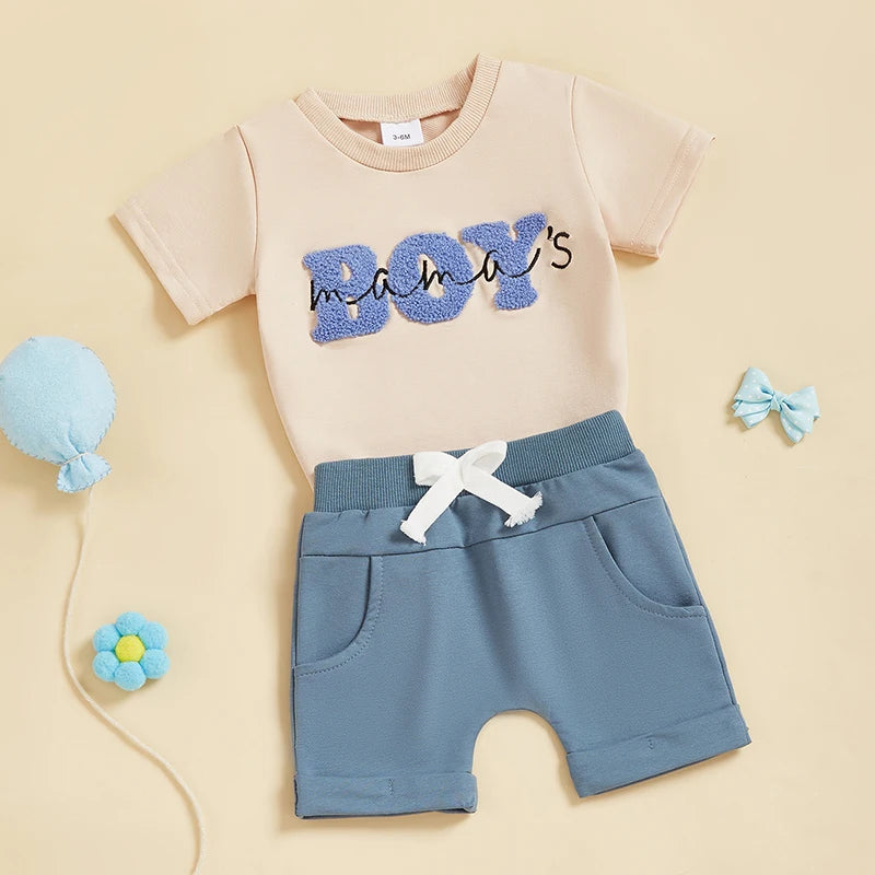 MAMA'S BOY Blue Shorts Outfit