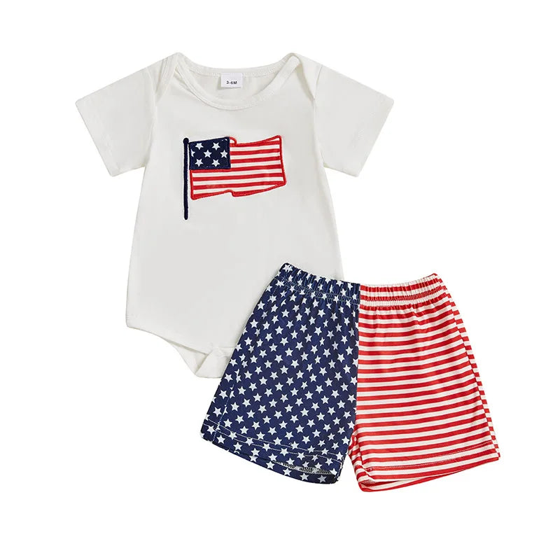 USA FLAG Stars & Stripes Shorts Outfit