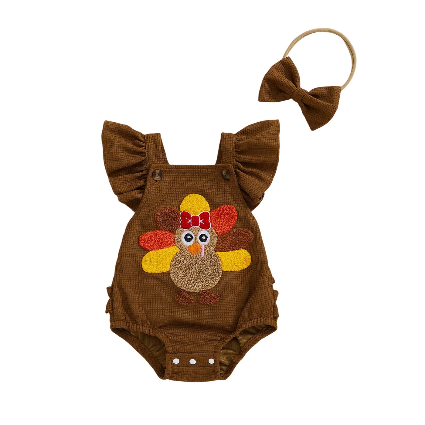 LITTLE TURKEY Waffle Knit Romper