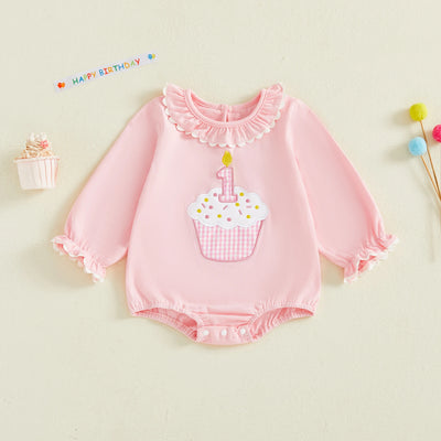 FIRST BIRTHDAY Cupcake Ruffle Long-Sleeve