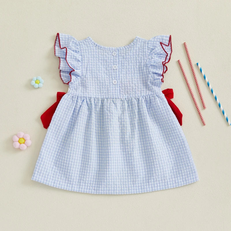 INDEPENDENCE DAY Ruffle Sleeve Bowtie Dress