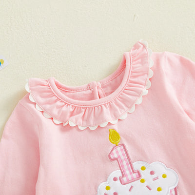 FIRST BIRTHDAY Cupcake Ruffle Long-Sleeve