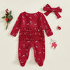 GINGERBREAD MAN Waffle Knit Ruffle Jumpsuit