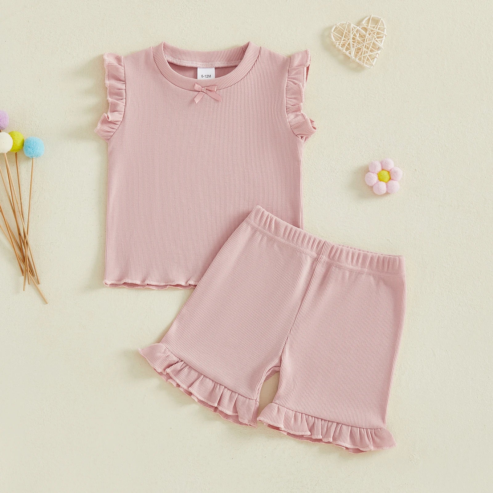 LITTLE BOWTIE Ribbed Ruffle Outfit