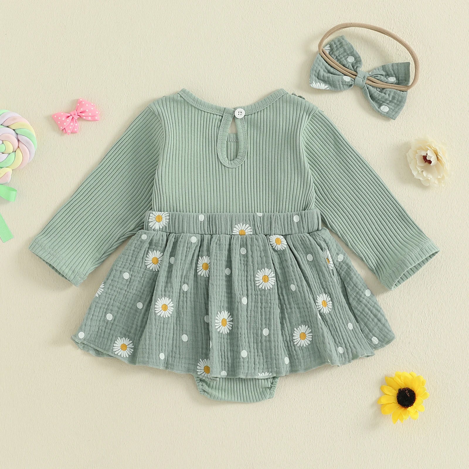 DAISY Crochet Floral Romper Dress