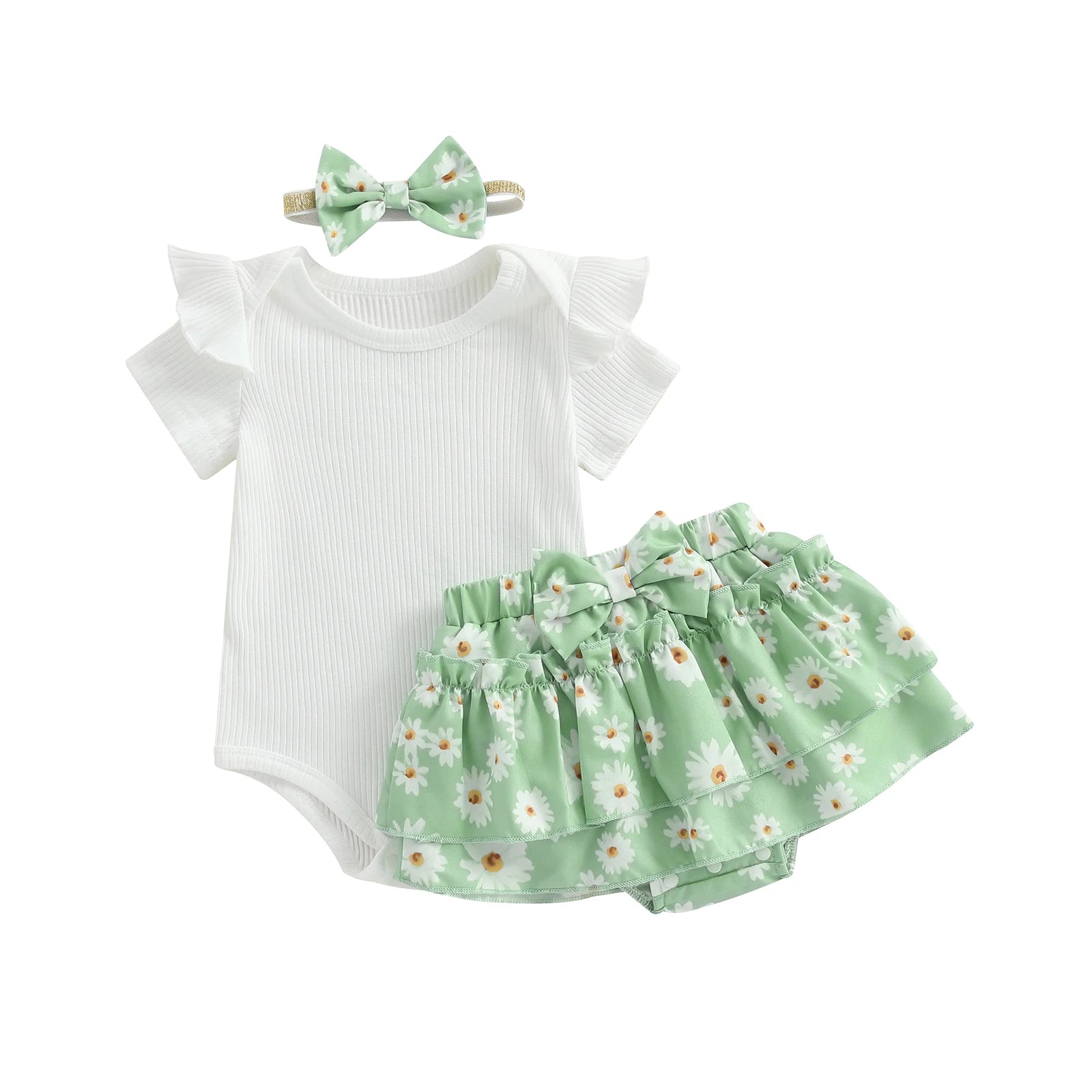 DAISY Green Layered Ruffle Outfit