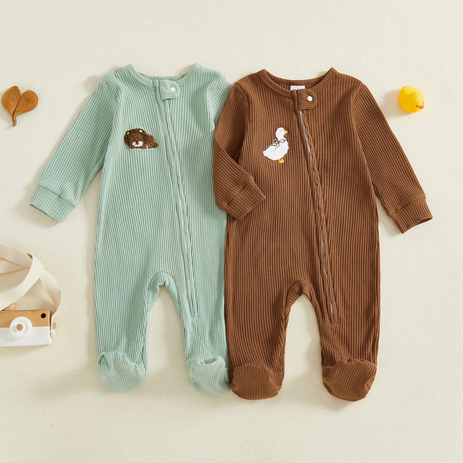 SLEEPY HEAD Ribbed Footed Jumpsuit