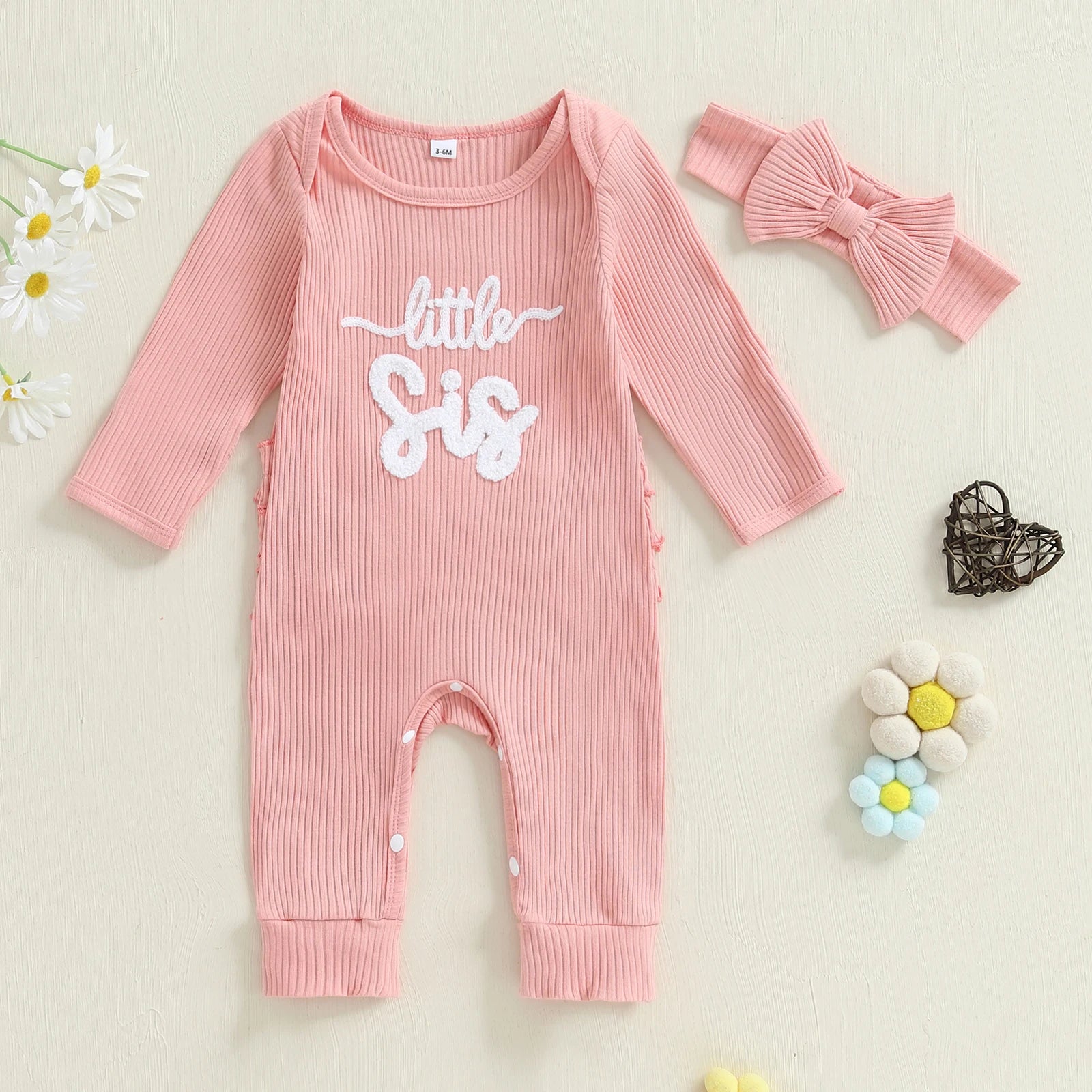 LITTLE SIS Ribbed Jumpsuit with Headband