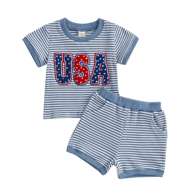 USA Striped Waffle Knit Outfit