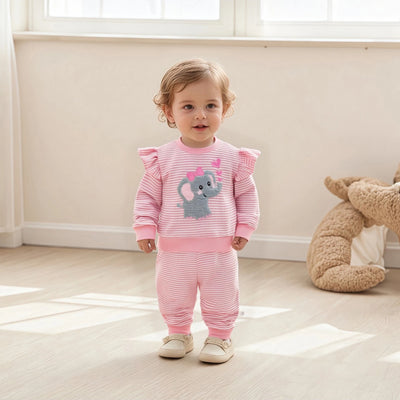 ELEPHANT Pink Striped Ruffle Outfit