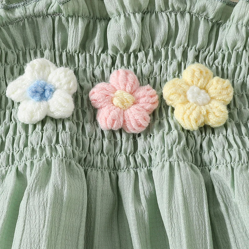FLOWERS Green Smocked Outfit