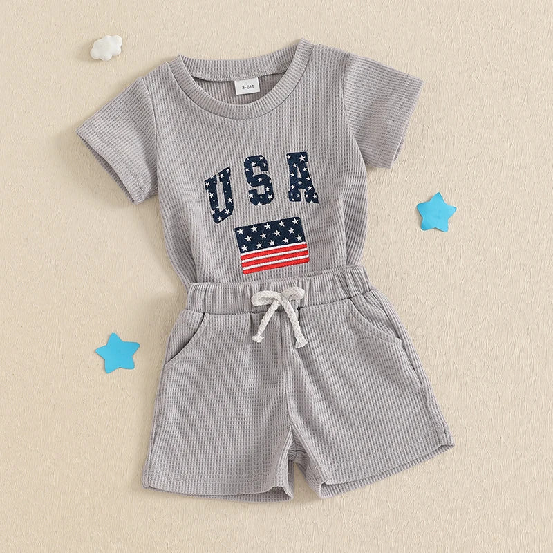 USA Gray Waffle Knit Outfit