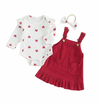 LITTLE HEARTS Corduroy Dress Outfit with Headband