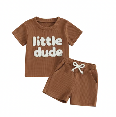 LITTLE DUDE Waffle Knit Outfit