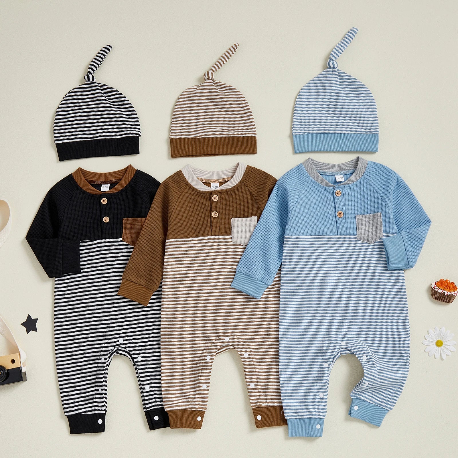 JONAH Striped Jumpsuit with Beanie