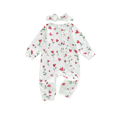 HEART FLOWERS Ruffle Jumpsuit