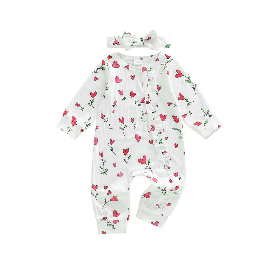 HEART FLOWERS Ruffle Jumpsuit